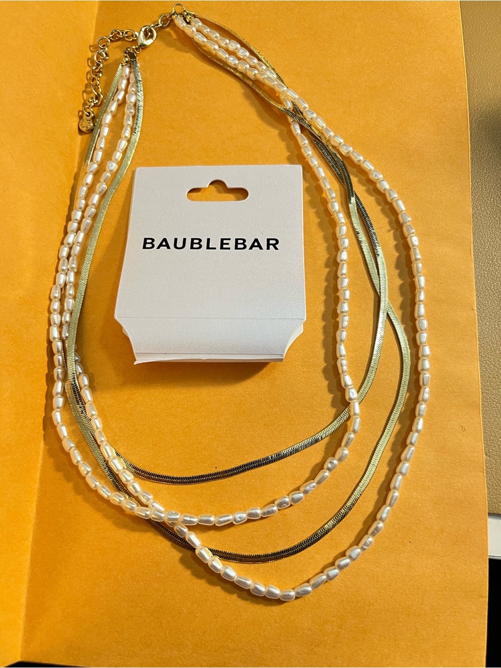 BaubleBar Cream Pearl and Gold Multi-Strand Necklace